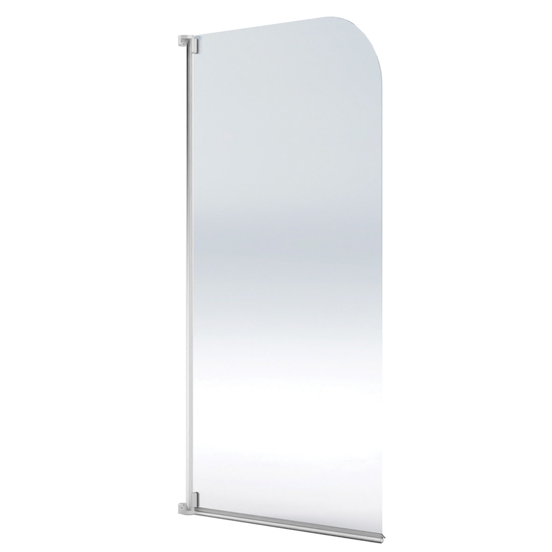 Aqualux Half Frame Radius Bath Screen Silver Frame 750x1375mm