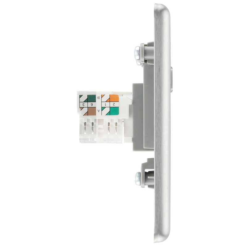 BG Brushed Steel Telephone Socket Ethernet RJ45