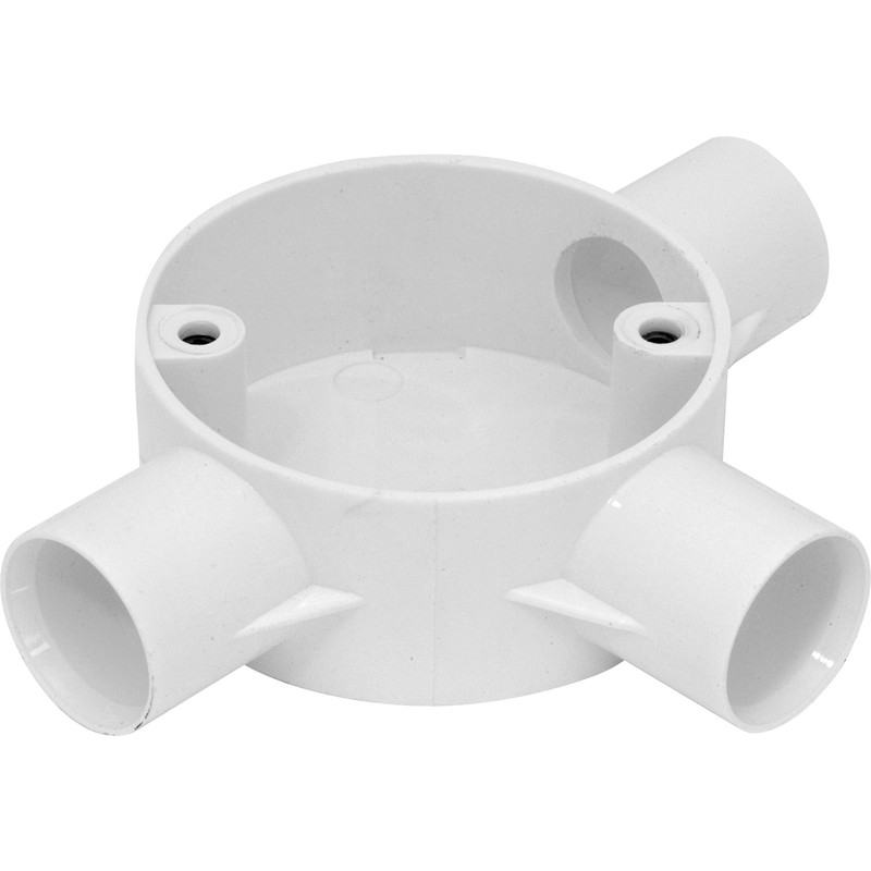 25mm PVC Conduit Box 3 Way Tee Box White