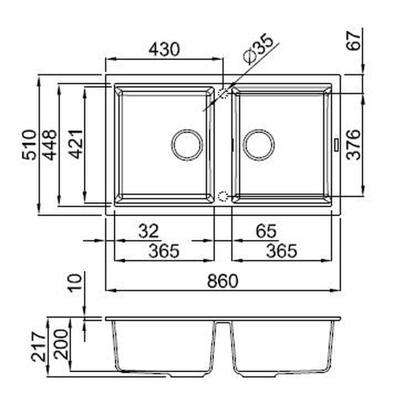 Reginox Best Reversible Composite Kitchen Sink Double Bowl Cream