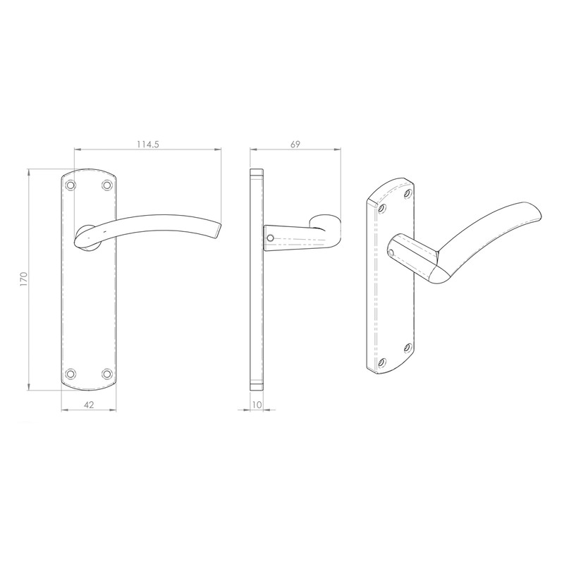 Serozzetta Tres Door Handles Latch Satin Chrome