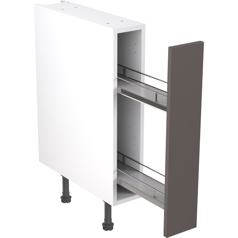 Kitchen Kit Flatpack Slab Kitchen Cabinet Pull Out Base Unit Super Gloss Graphite 150mm