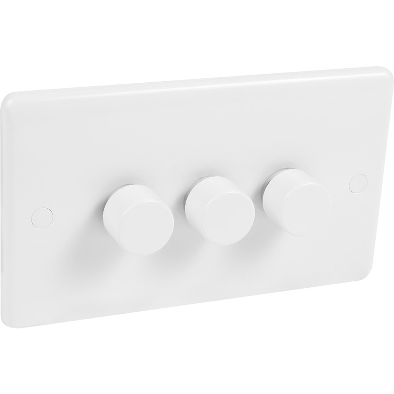 Wessex White LED Push Dimmer Switch 3 Gang 2 Way