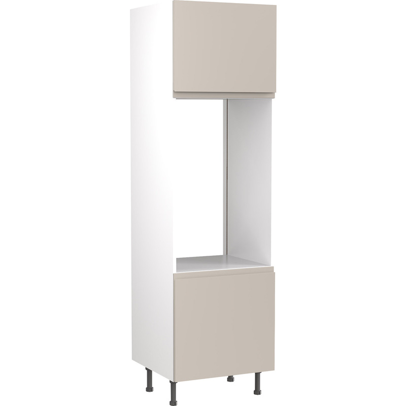 Kitchen Kit Flatpack J-Pull Kitchen Cabinet Tall Double Oven Unit Super Gloss Light Grey 600mm
