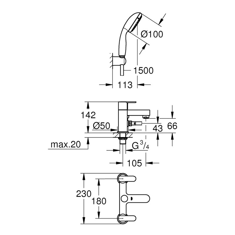 Grohe Get Taps Bath Shower Mixer