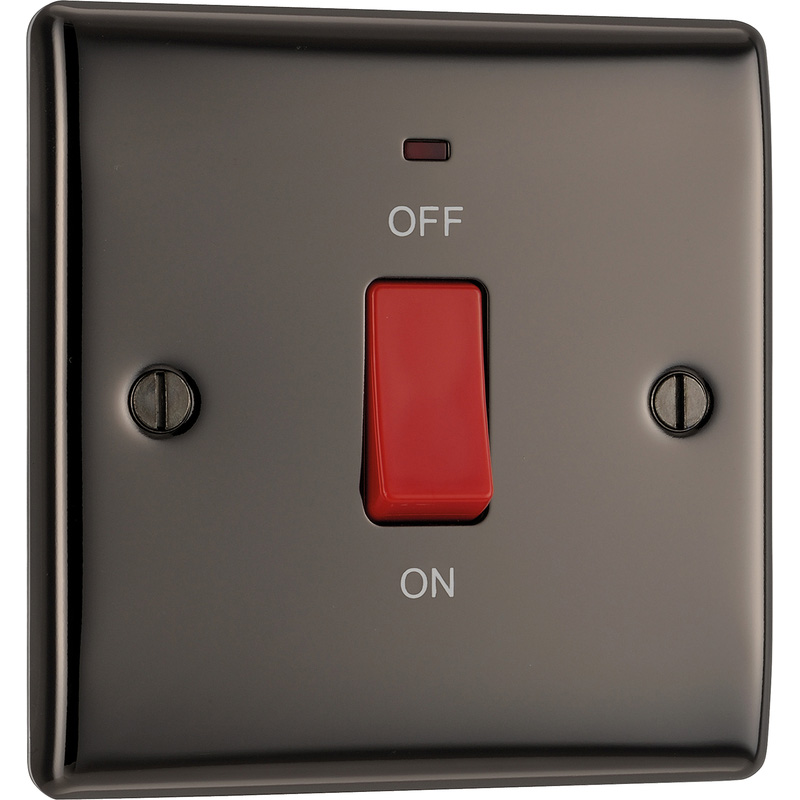 BG Black Nickel 45A DP Switch 45A 1 Gang + Neon