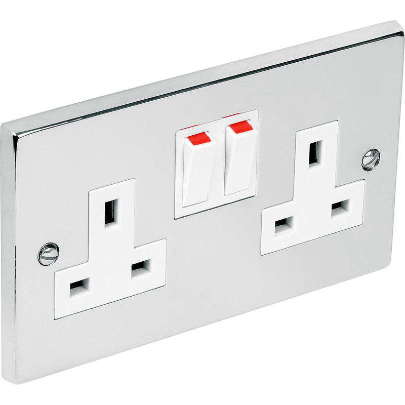 Chrome Switched Socket 2 Gang