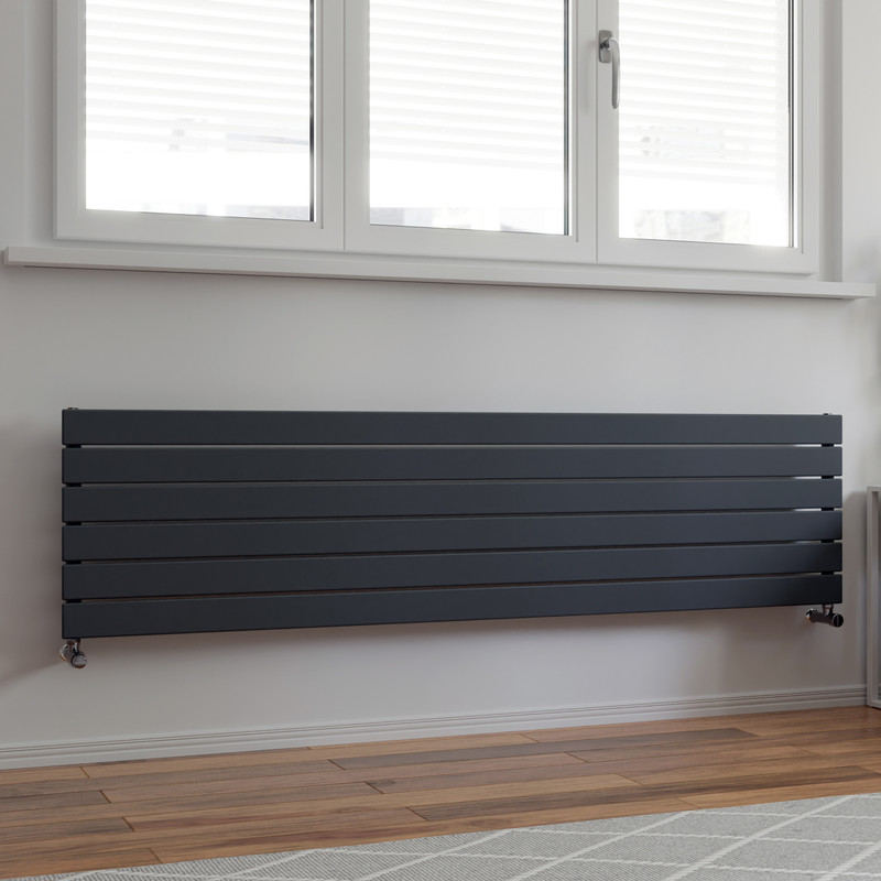 Ximax Oxford Single Horizontal Designer Radiator 445 x 1800mm 3017Btu Anthracite