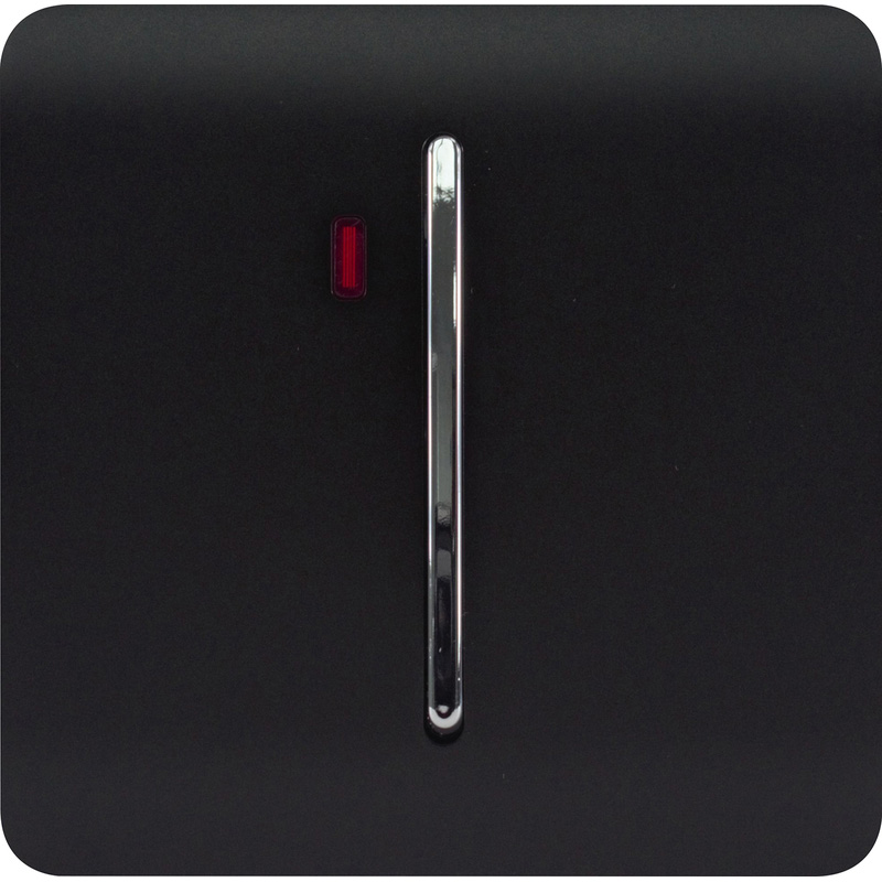 Trendiswitch Matt Black 20 Amp Switch with Neon 1 Gang