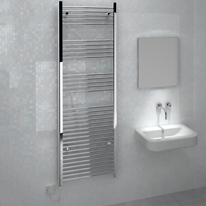 Kudox Electric Straight Chrome Towel Radiator 1800 x 600mm 240V