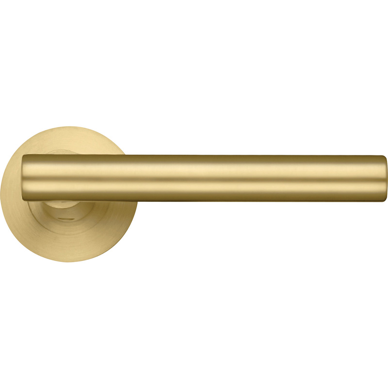 Stanza Lucca Lever on Rose Door Handles Favo Satin Brass