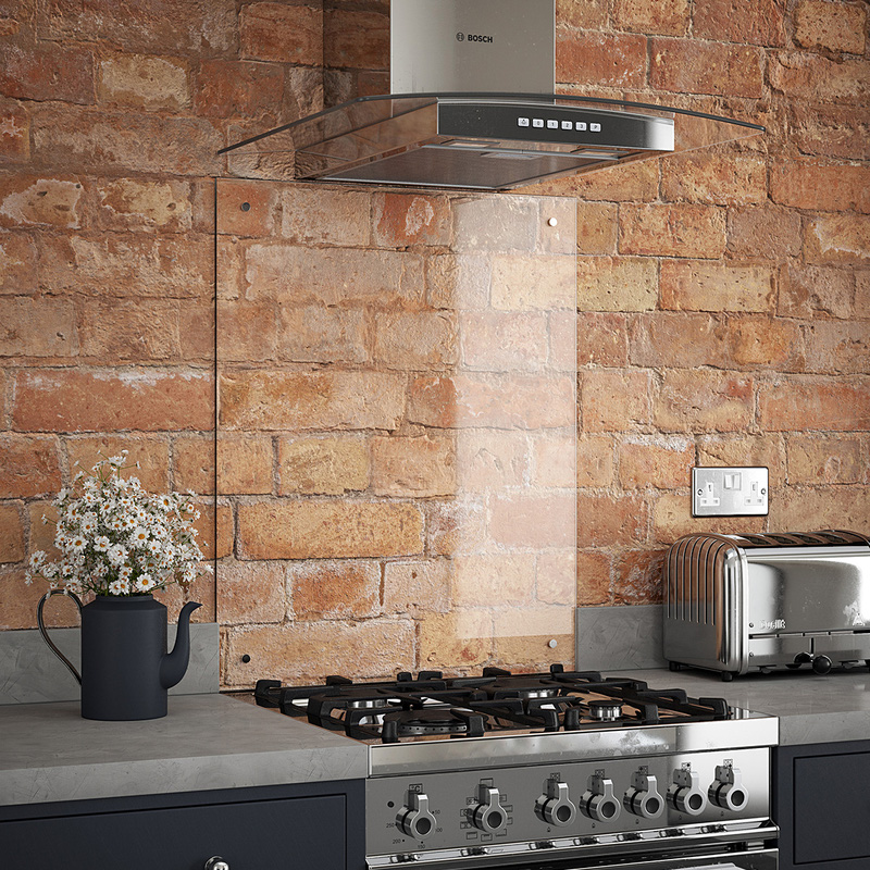 Splashback Clear Glass Splashback with Chrome Caps 600 x 750mm