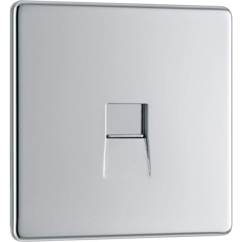 BG Screwless Flat Plate Polished Chrome Telephone Socket Master