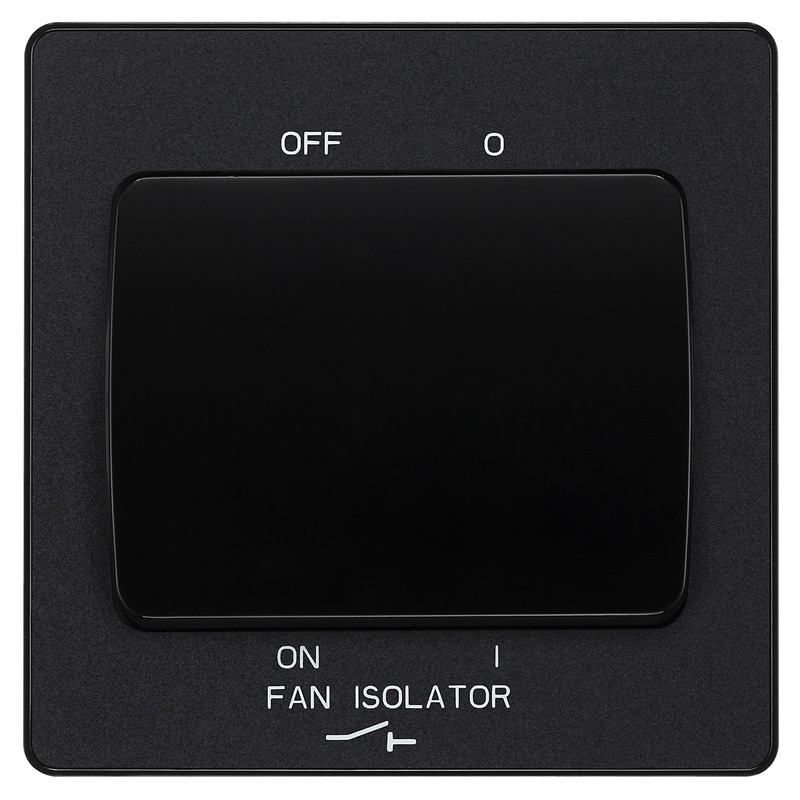 BG Evolve Matt Black (Black Ins) Fan Isolator Switch, 10A Triple Pole