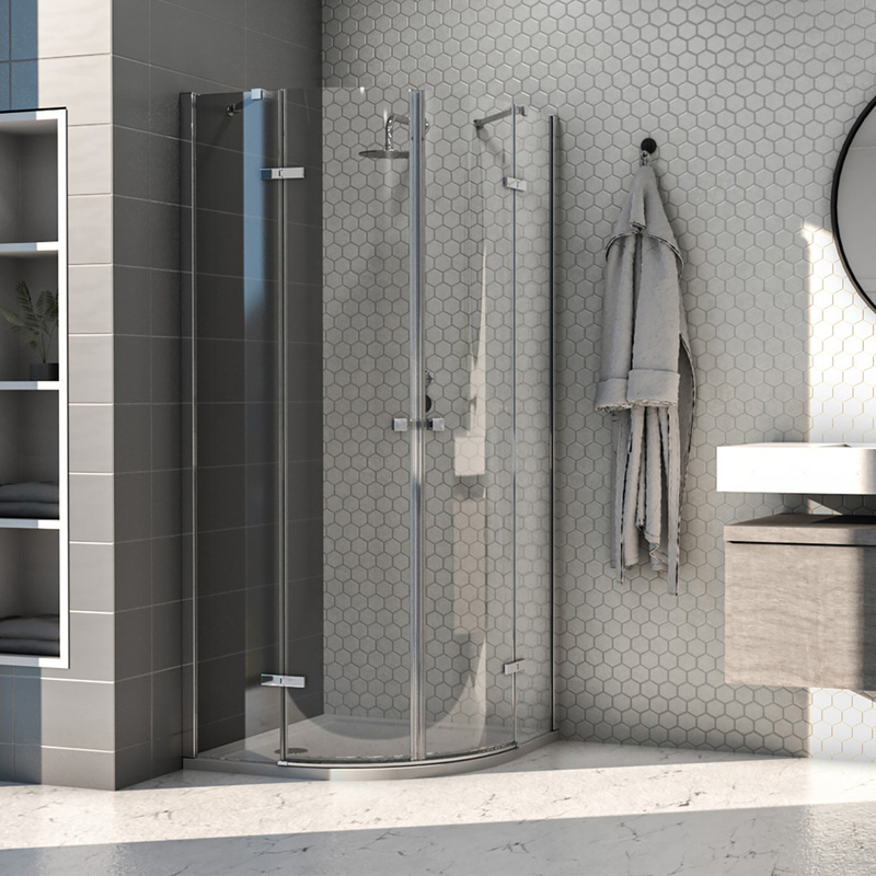 Aqualux Frameless 8mm 2 Door Quadrant Shower Enclosure 900x900mm