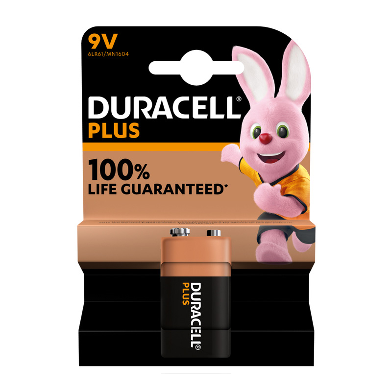Duracell +100% Plus Power Batteries 9V