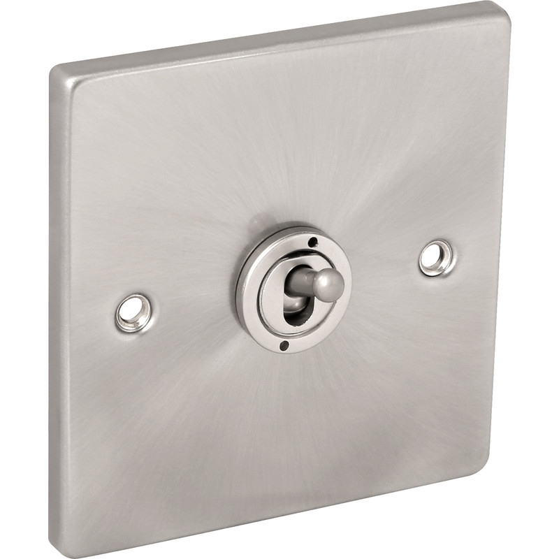 Click Deco Satin Chrome Toggle Switch 10A 1 Gang 2 Way