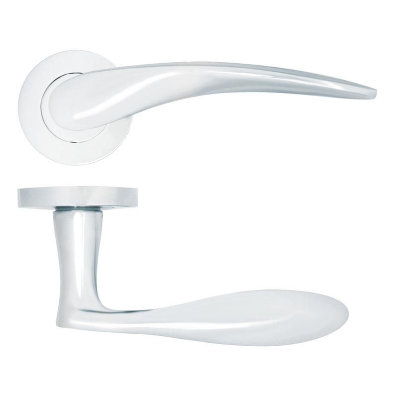 Stanza Merida Lever on Rose Door Handles Polished Chrome