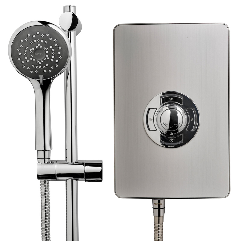 Triton Collection Electric Shower Brushed Steel 8.5kW