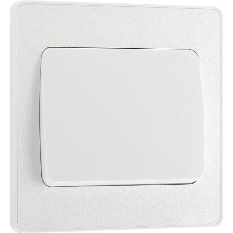 BG Evolve Pearlescent White (White Ins) Single Light Switch, 20A 16Ax, 2 Way, Wide Rocker