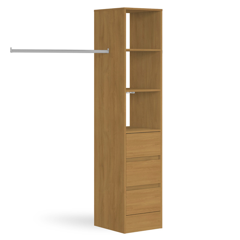 Spacepro 3 Drawer Tower Unit with 1 Hanger Bar Oak Finish 2100 x 450 x 500mm