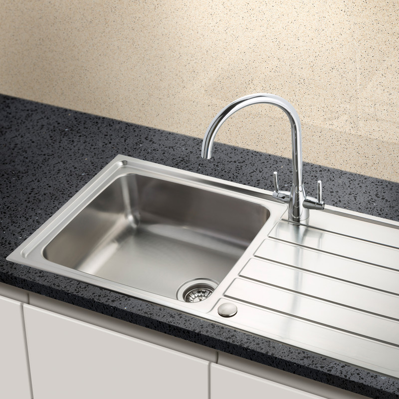 Reversible Stainless Steel Kitchen Sink & Drainer Single Bowl