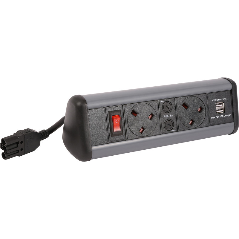 Desktop Power Outlet 2 x Sockets + 2 x USB