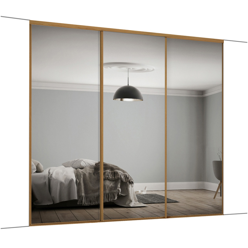 Spacepro Classic 3 Door Sliding Wardrobe Kit Oak Framed Mirror 1760 x 2260mm