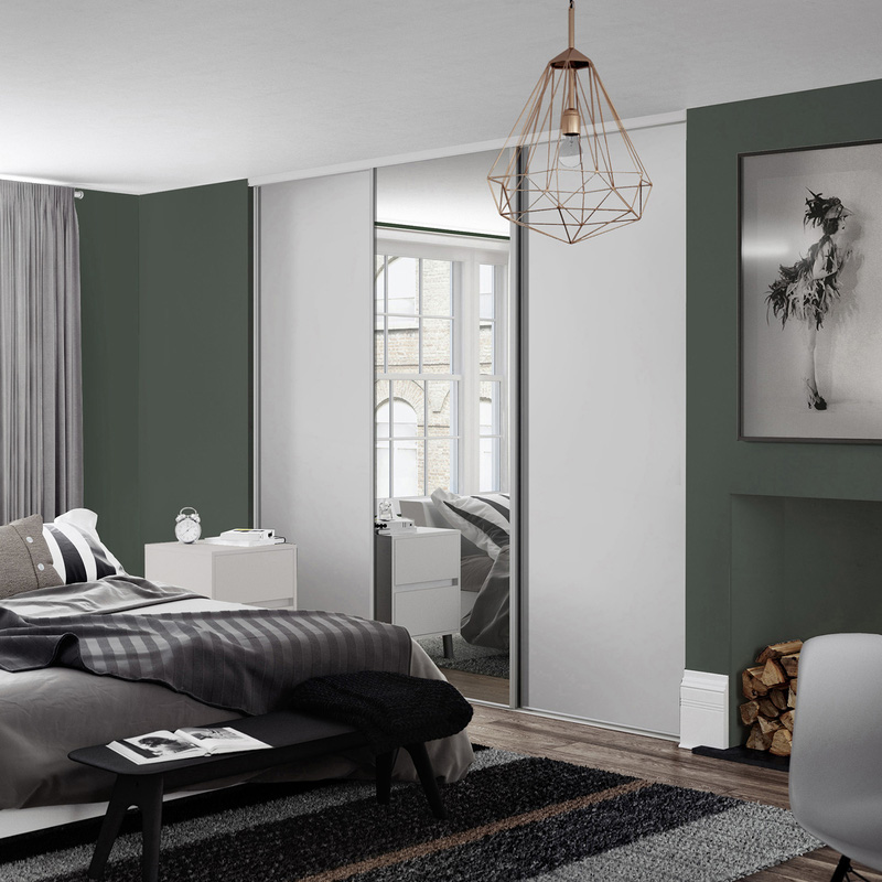 Spacepro Classic 3 Door Sliding Wardrobe Kit Dove Grey and Mirror 2216 x 2260mm