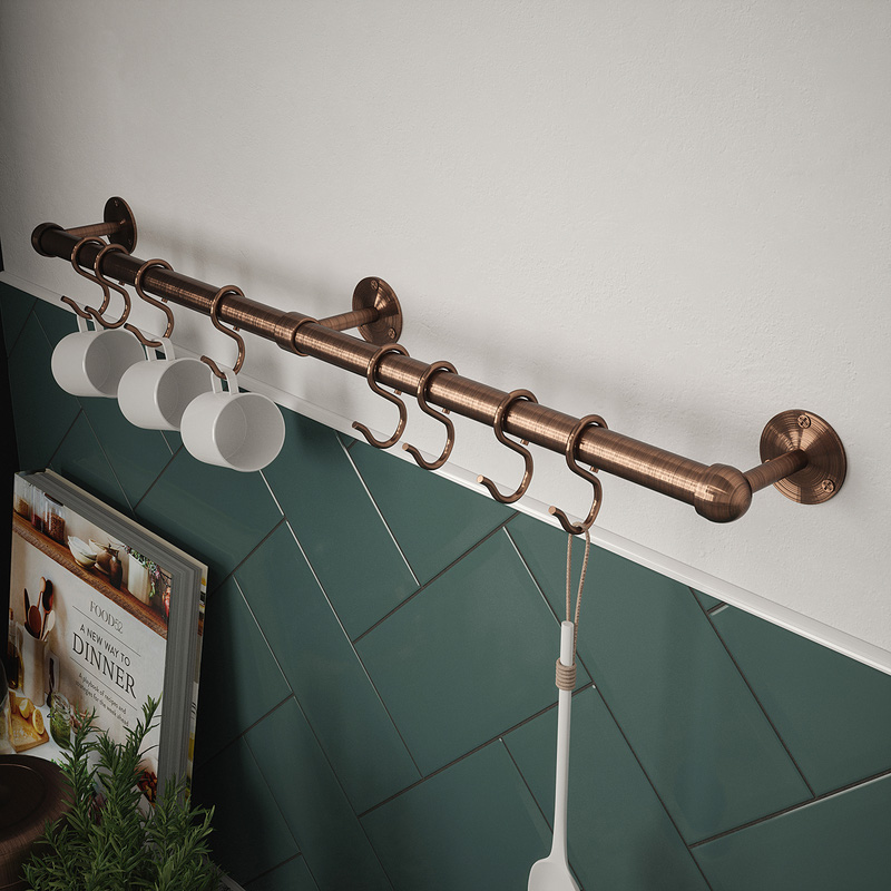 Rothley Utensil Rail Kit 19mm x 600mm Antique Copper