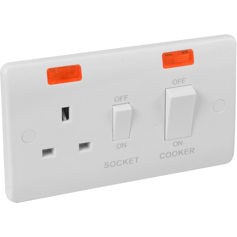 Click Mode 45A DP Cooker Switch and Socket Neon