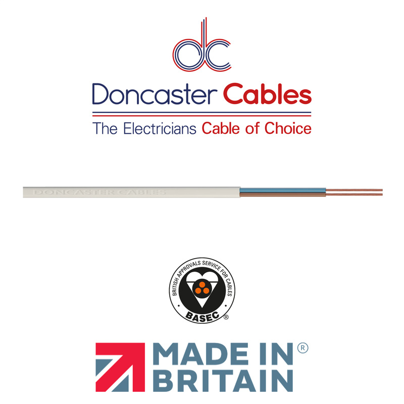 Doncaster Cables PVC 2 Core Flat Flex Cable (2192Y) 0.75mm2 Drum