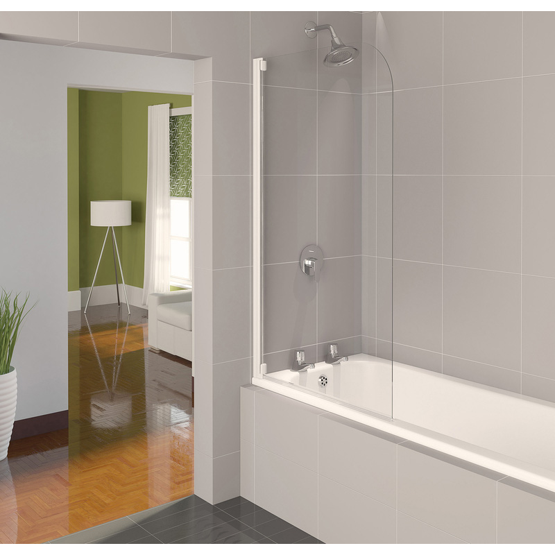 Aqualux Half Frame Bath Screen White Frame 800x1400mm