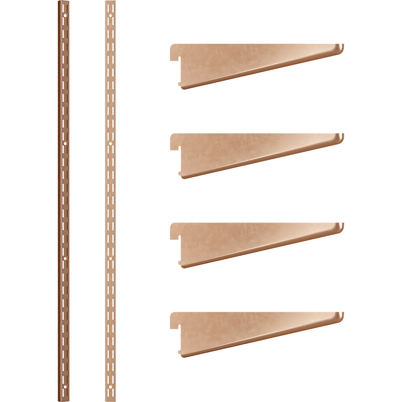 Rothley Bright Copper Twin Slot Shelving Kit 1600mm Uprights (x2) & 120mm Brackets (x4)