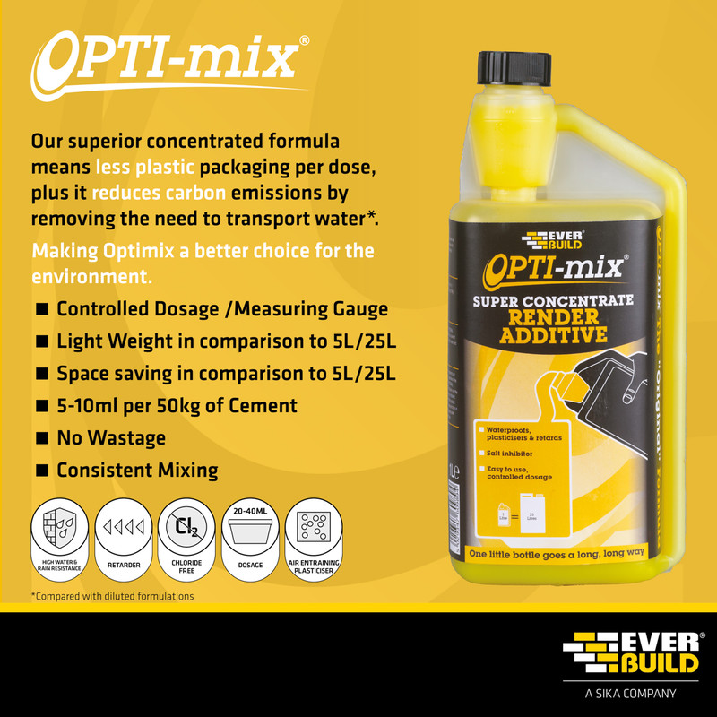 Everbuild Opti-Mix Super Concentrate 3-in-1 Render Additive 1L