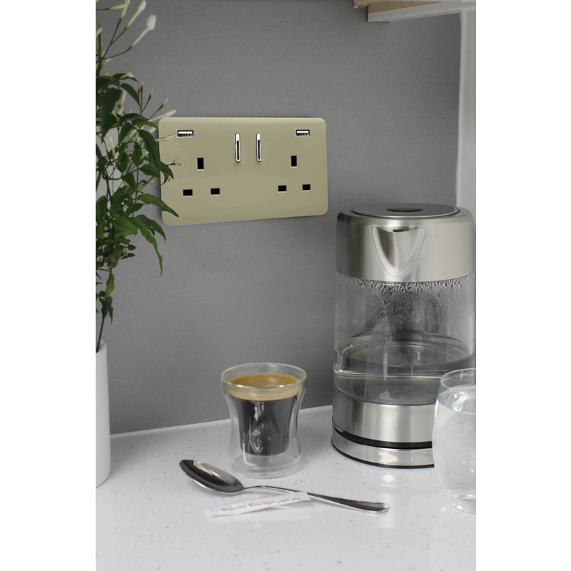 Trendiswitch Gold 2 Gang 13 Amp Socket. 2X2.1MaH USB 2 Gang