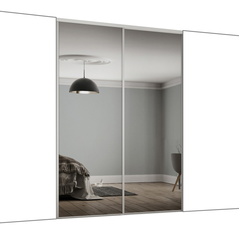 Spacepro Classic 2 Door Sliding Wardrobe Kit White Framed Mirror 1793 x 2260mm