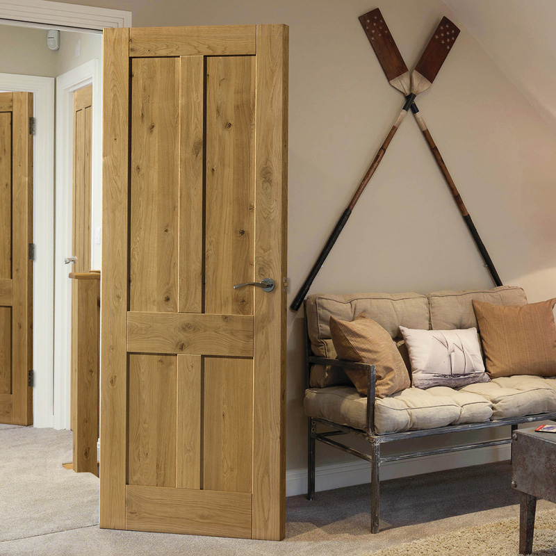 Rustic Oak 4 Panel Internal Door Pre-Finished 35 x 1981 x 610mm