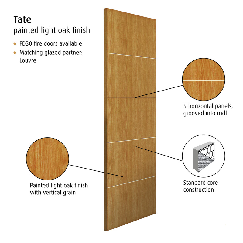 Tate Oak Painted Internal Door FD30 44 x 1981 x 762mm