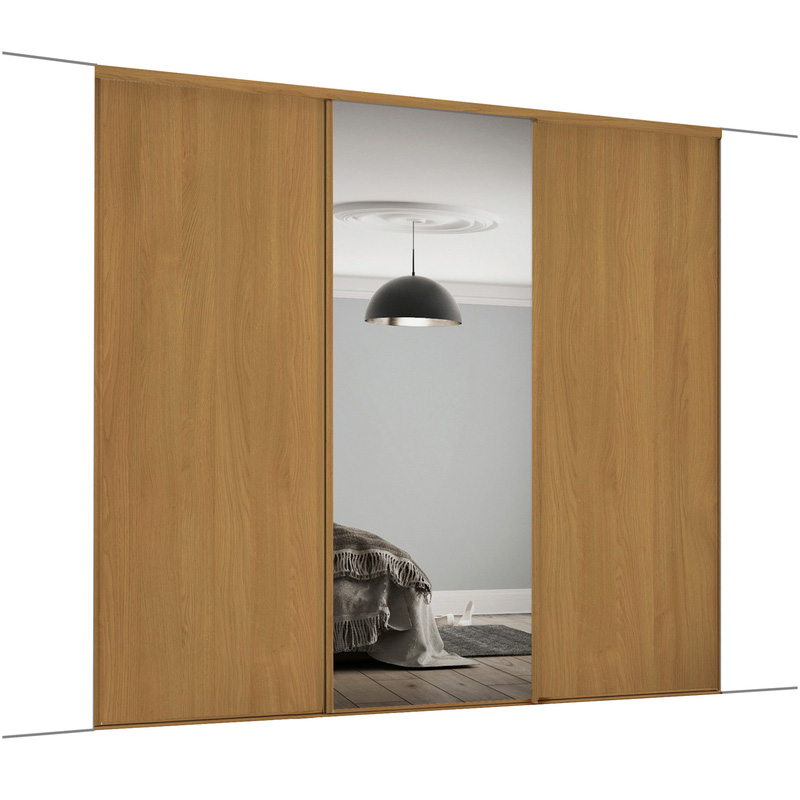 Spacepro Classic 3 Door Sliding Wardrobe Kit Oak and Mirror 2672 x 2260mm