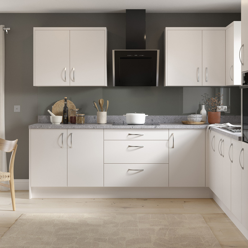 Kitchen Kit Ready Made Value Slab Kitchen Cabinet Base Unit Standard Matt White 450mm