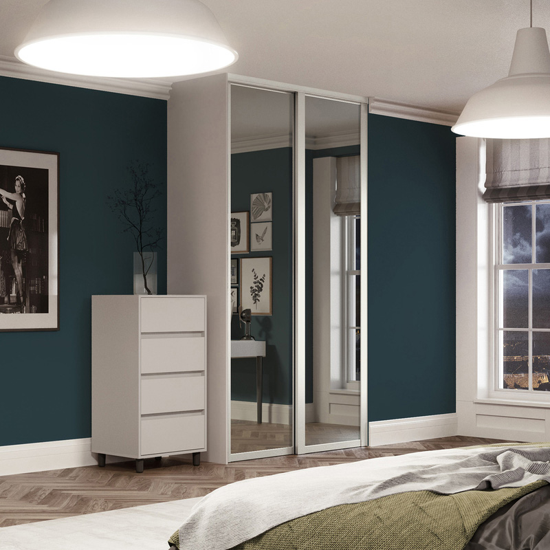 Spacepro Shaker 2 Door Sliding Wardrobe Kit White Framed Mirror 1145 x 2260mm