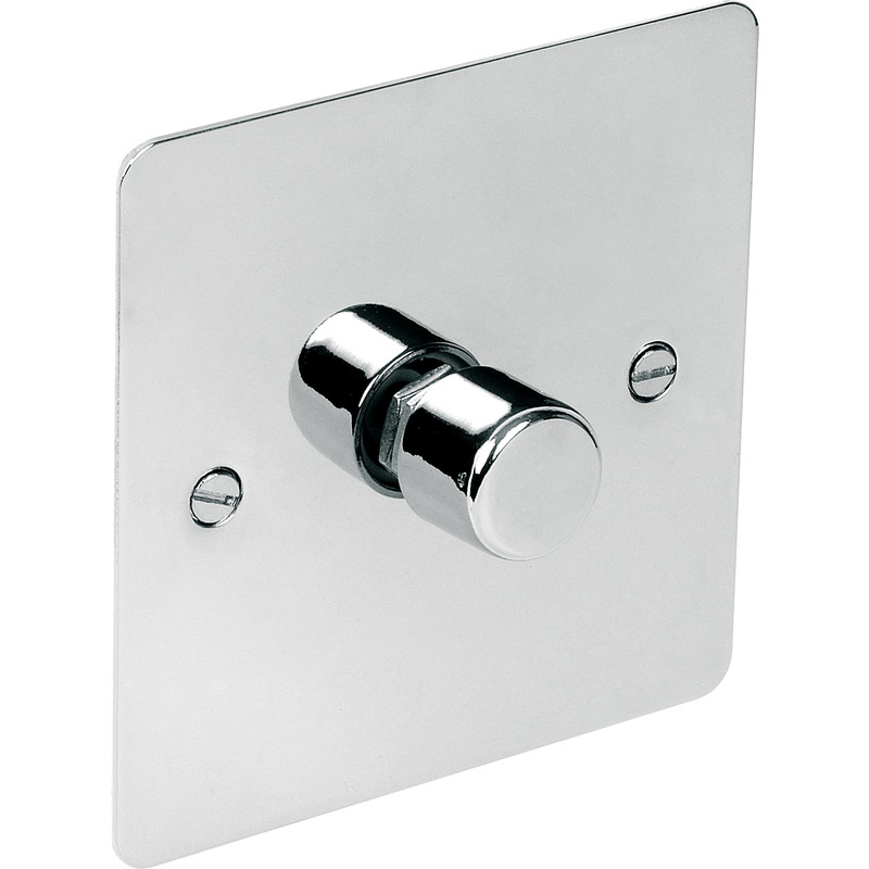 Flat Plate Polished Chrome Dimmer Switch 400W 1 Gang 2 Way