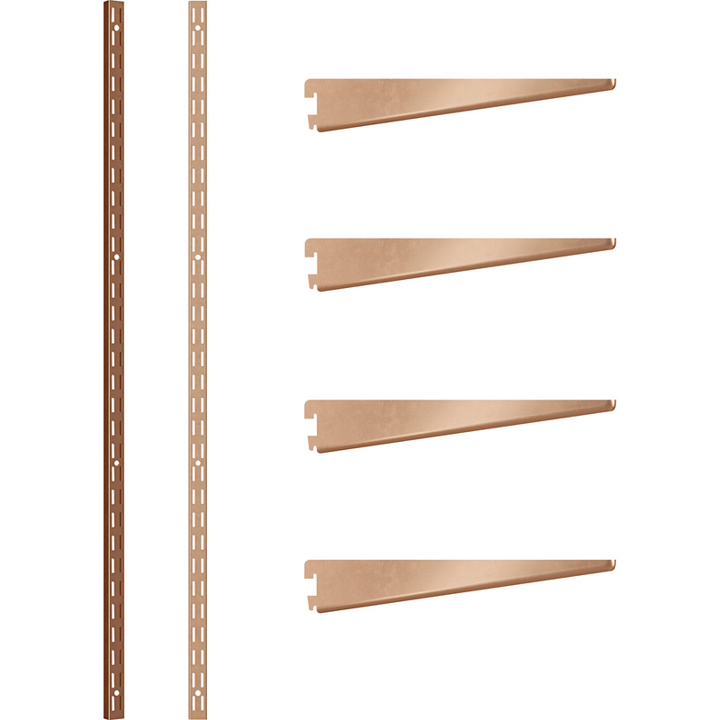 Rothley Bright Copper Twin Slot Shelving Kit 1600mm Uprights (x2) & 220mm Brackets (x4)