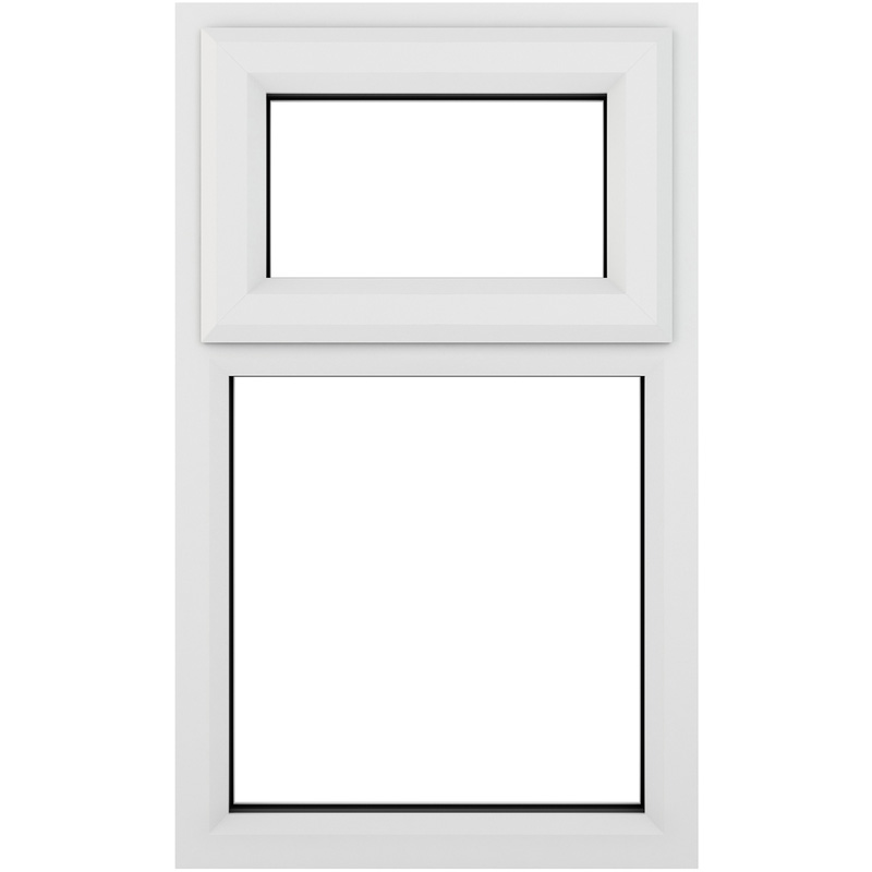 Crystal Casement uPVC Window Top Hung Opening Over Fixed Light 905mm x 1115mm Clear Double Glazing White