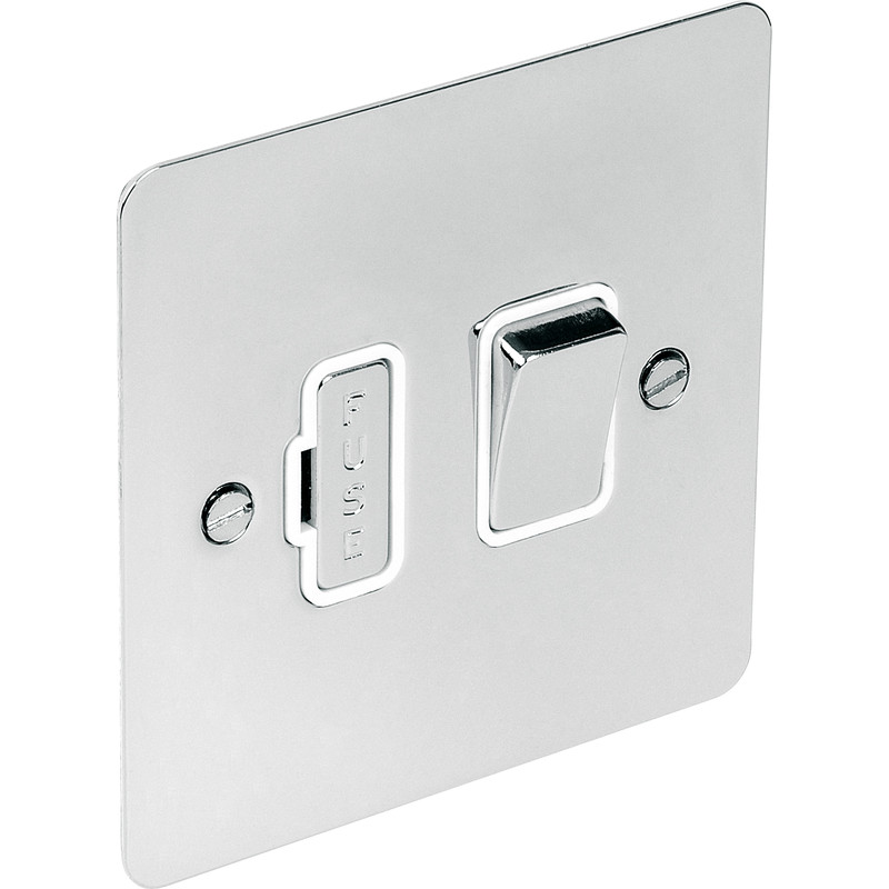 Flat Plate Polished Chrome Fused Spur 13A Switched
