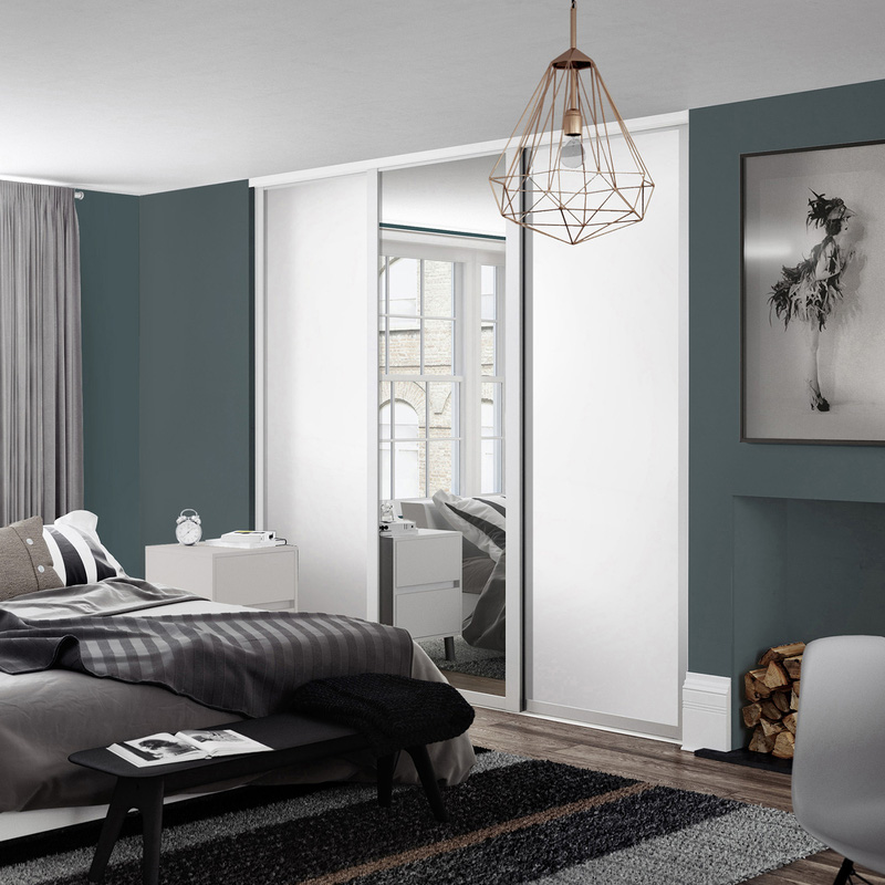 Spacepro Shaker 3 Door Sliding Wardrobe Kit White and Mirror 2592 x 2260mm