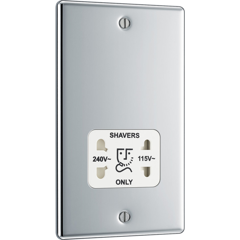 BG Polished Chrome Dual Voltage Shaver Socket