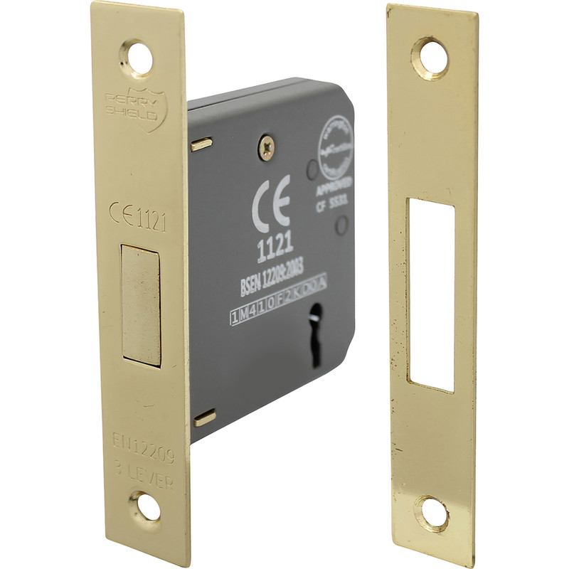 3 Lever Mortice Deadlock 75mm Electro Brass