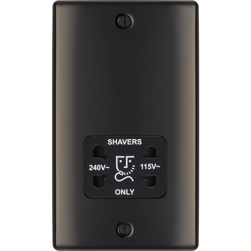 BG Black Nickel Dual Voltage Shaver Socket
